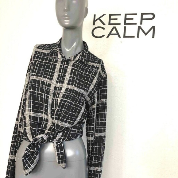 Sandro Tops - Sandro Paris Blouse Black White Check Print Casual